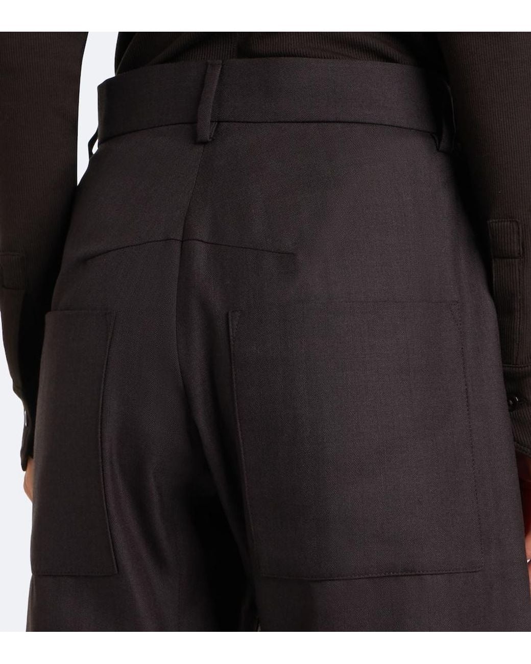 Nili Lotan Black Shon Virgin Wool Barrel-Leg Pants