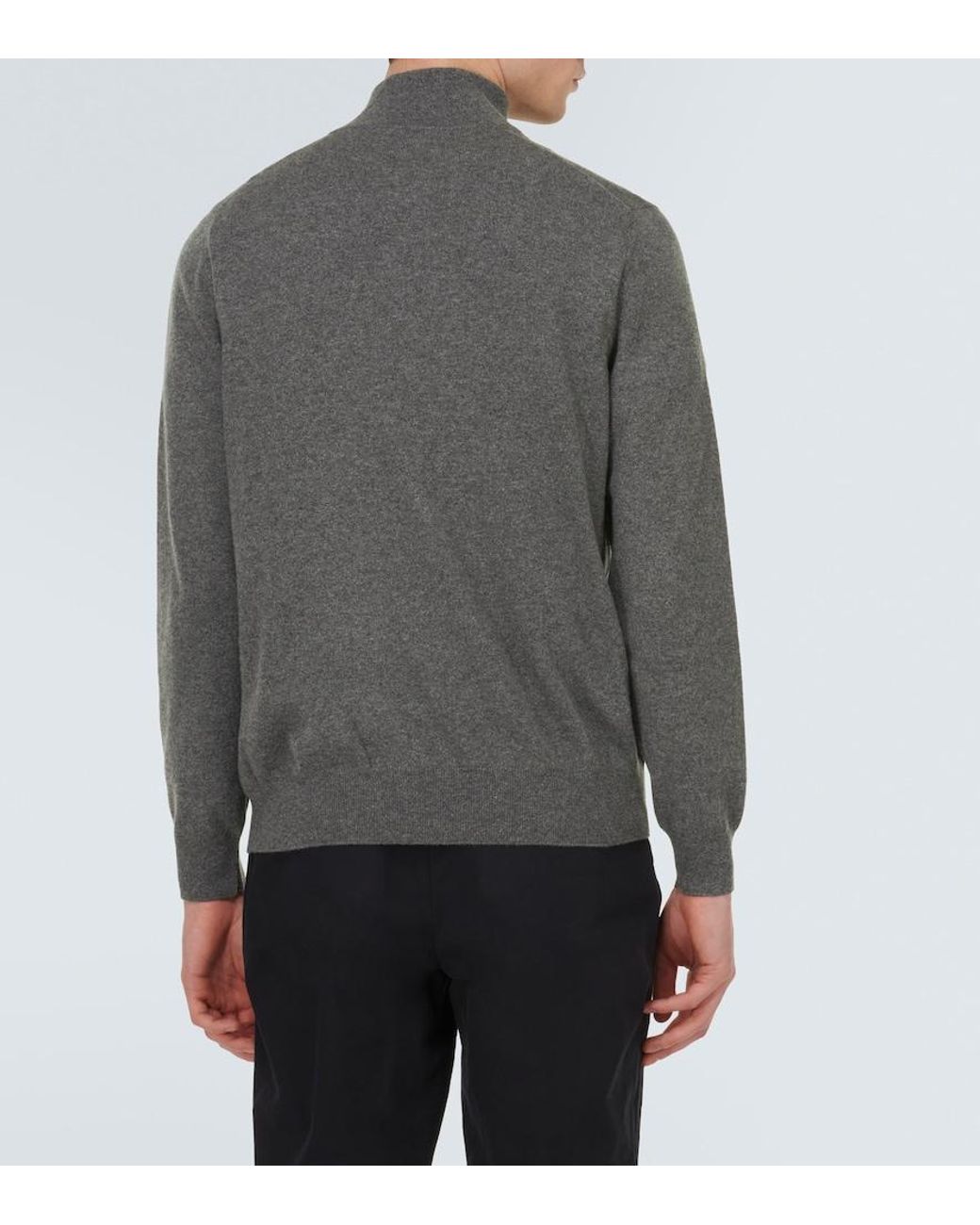 Loro Piana Gray Cashmere Half-Zip Sweater for men