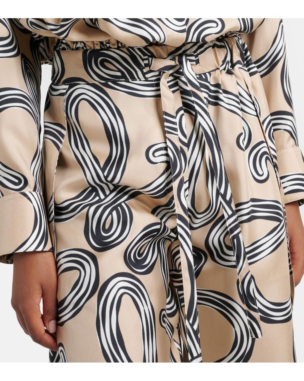 Loewe Natural Paula's Ibiza Anagram Silk Wide-Leg Pants