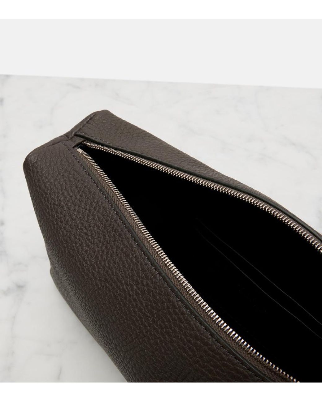 The Row Black Squared Compact Leather Clutch