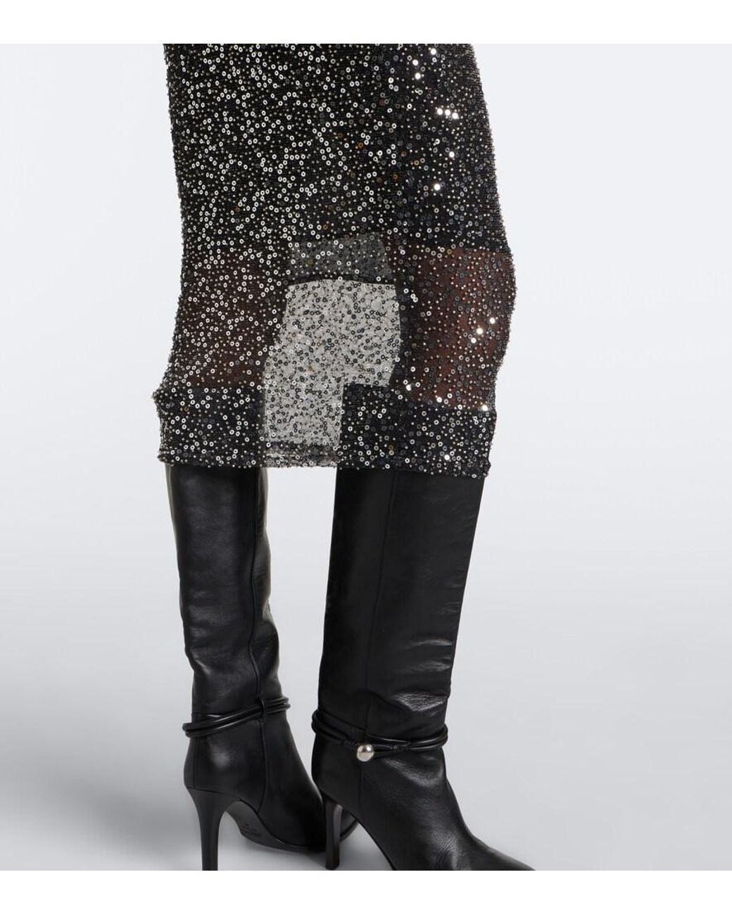 Isabel Marant Black Nehjany Sequined Midi Skirt