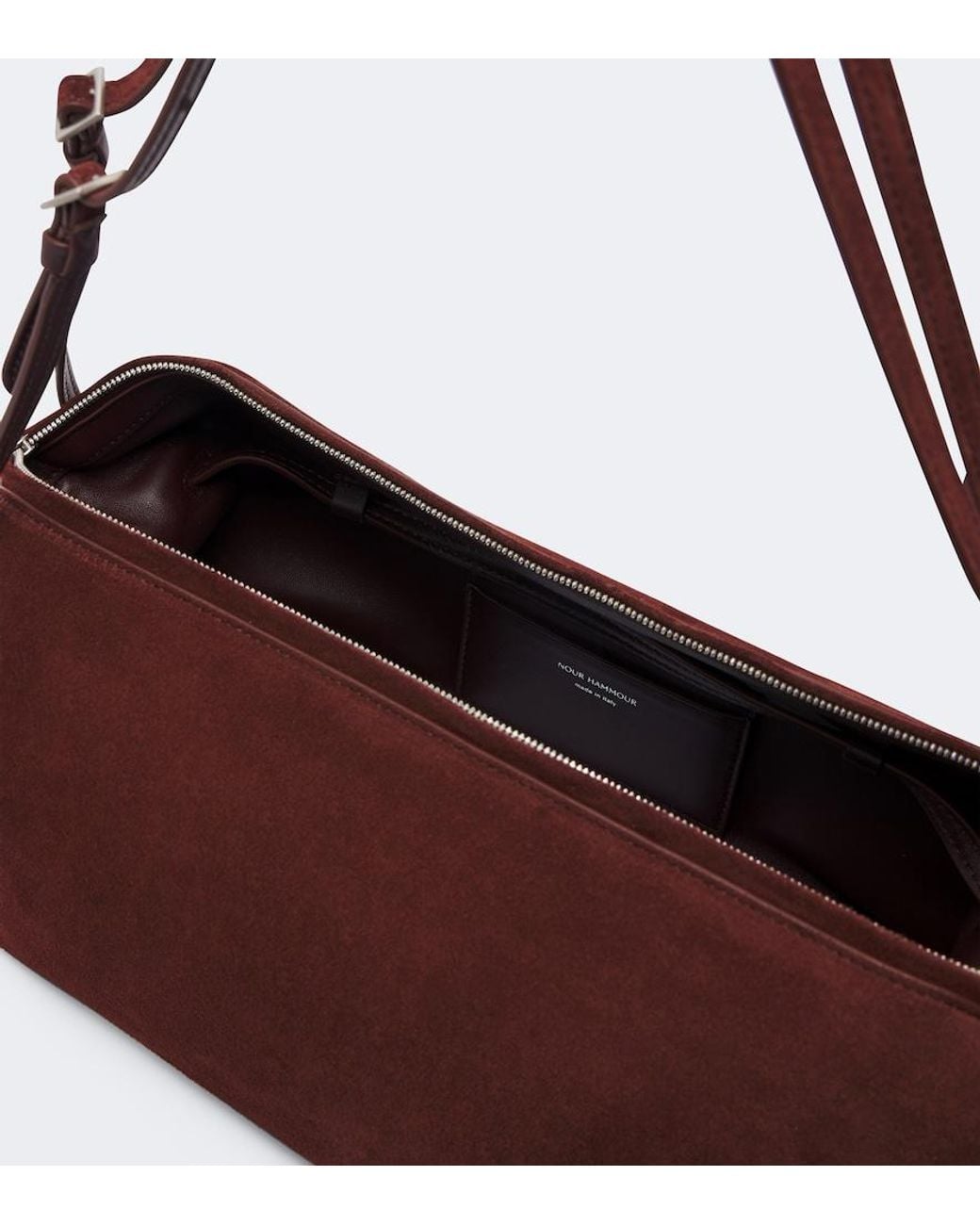 Nour Hammour Red Kenza Suede Shoulder Bag
