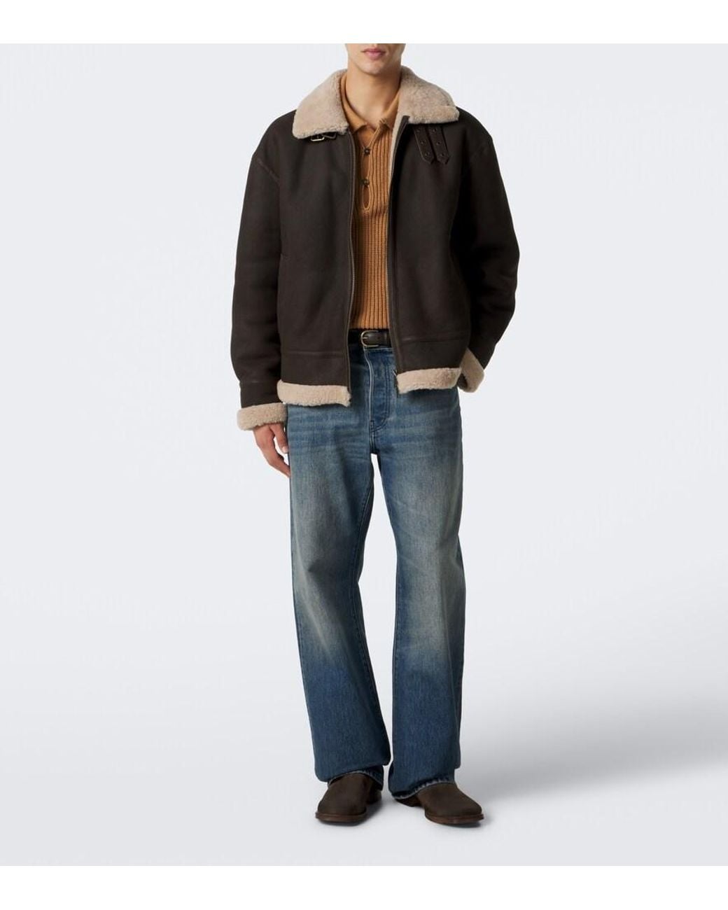 Arma Black Sano Shearling-Lined Leather Jacket for men