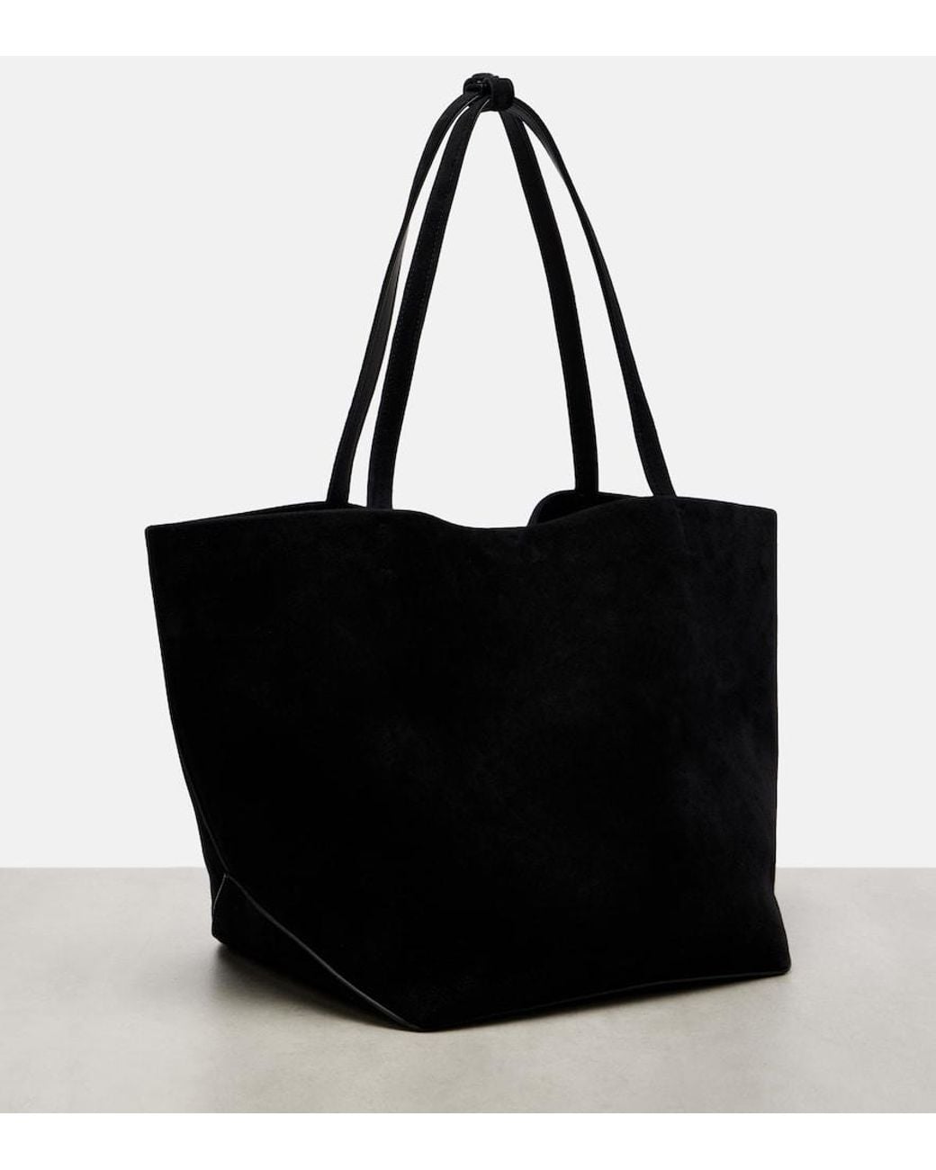 The Row Black Park Three Edge Suede Tote Bag