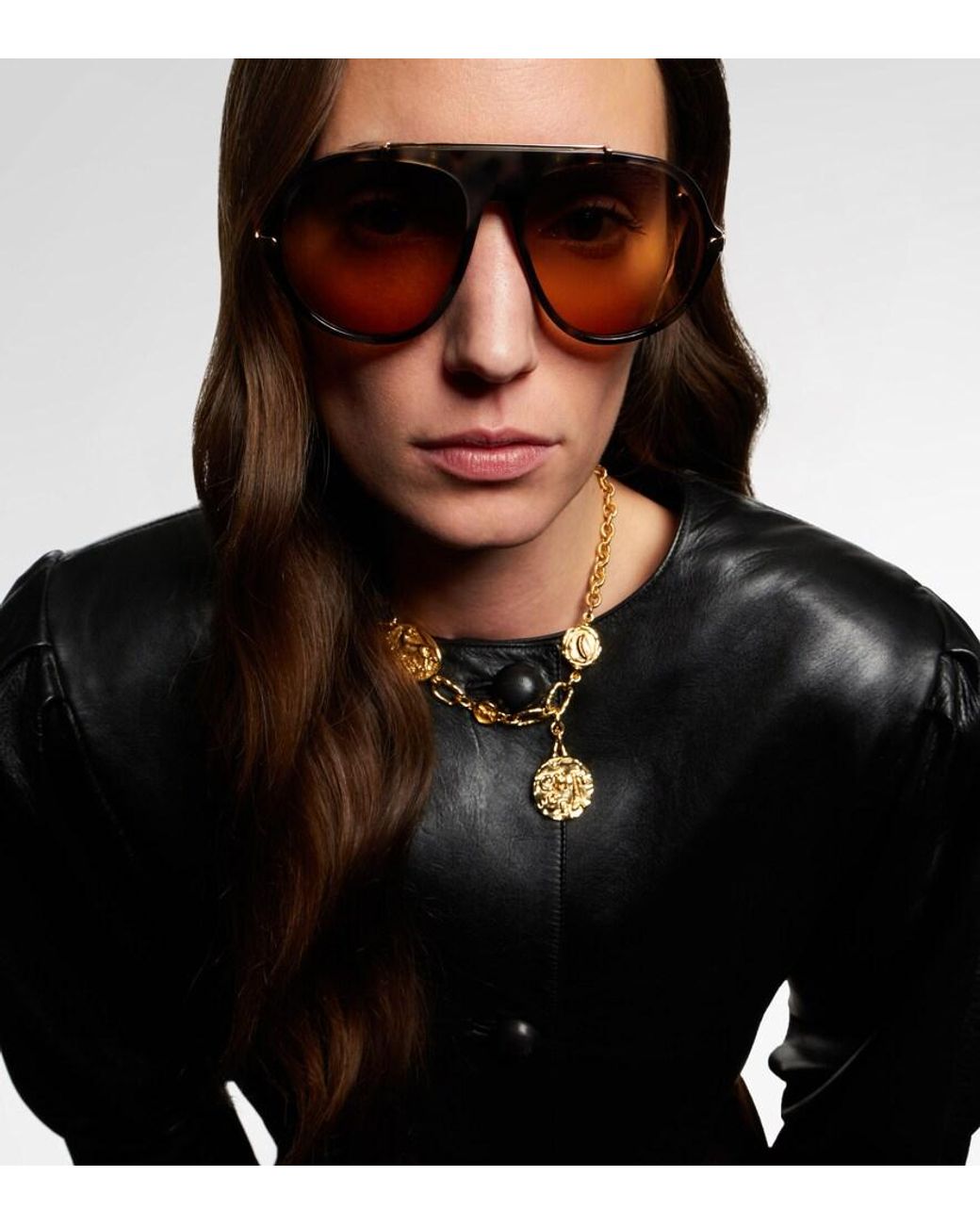 Chloé Brown Aly Combi Aviator Sunglasses