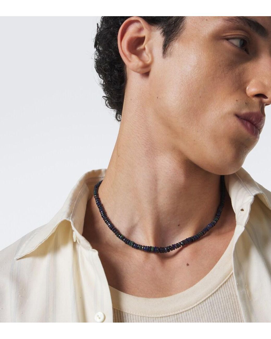 Ileana Makri Metallic 9Kt Beaded Necklace With Opals for men