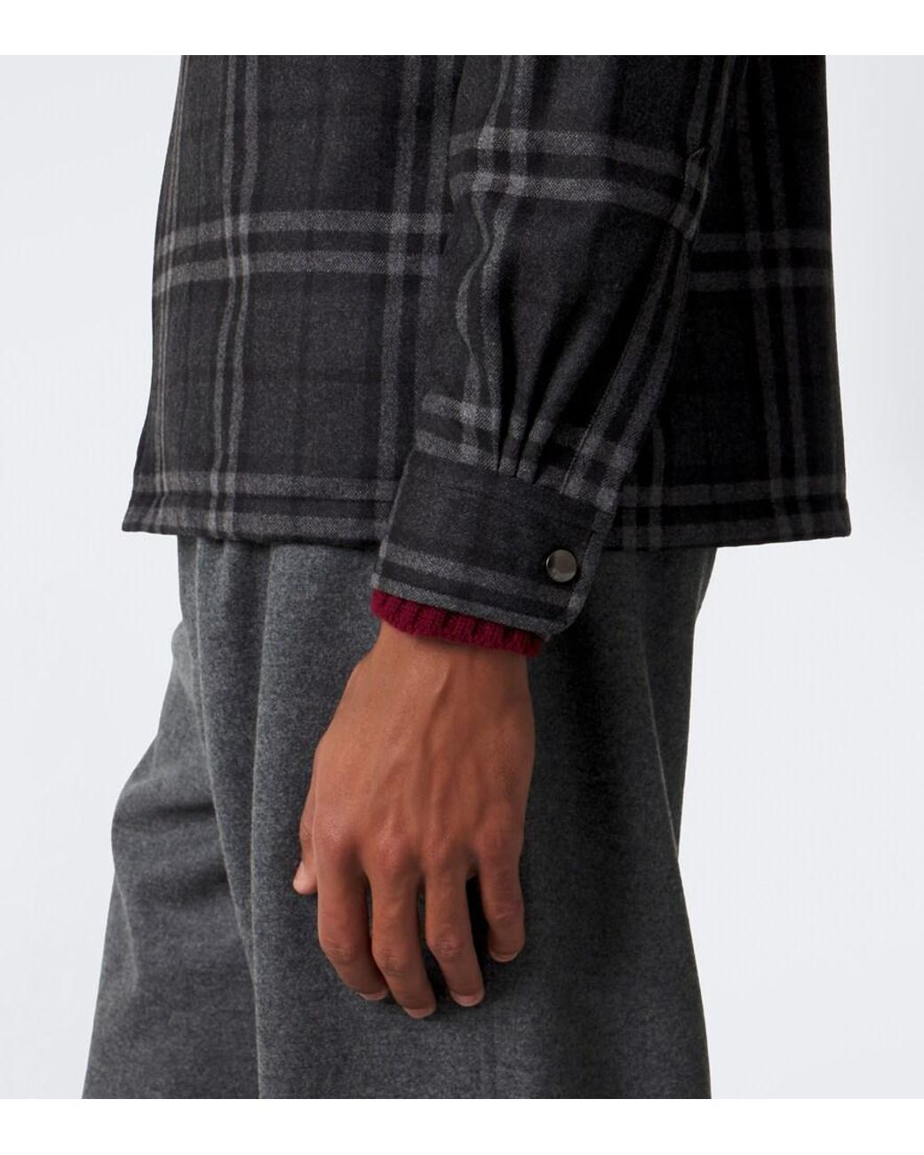 Burberry Black Check Wool And Cashmere Jacket for men