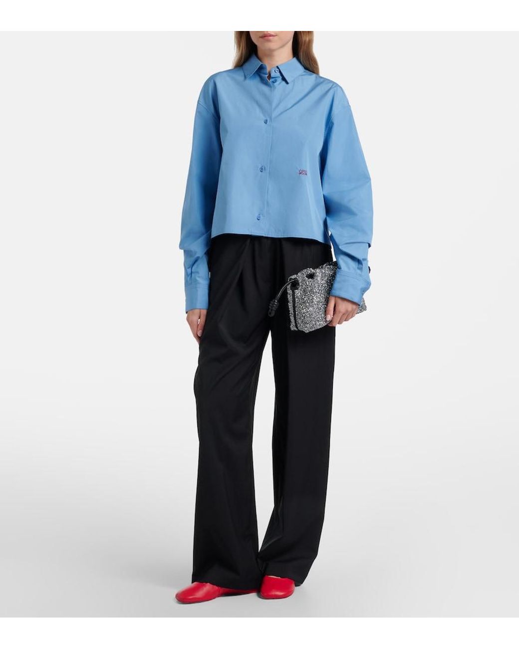 Loewe Gray Flamenco Mini Beaded Clutch
