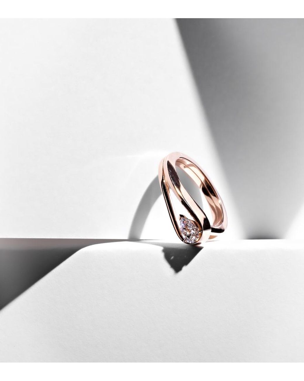 Repossi White Serti Inverse 18Kt Rose Ring With Diamond