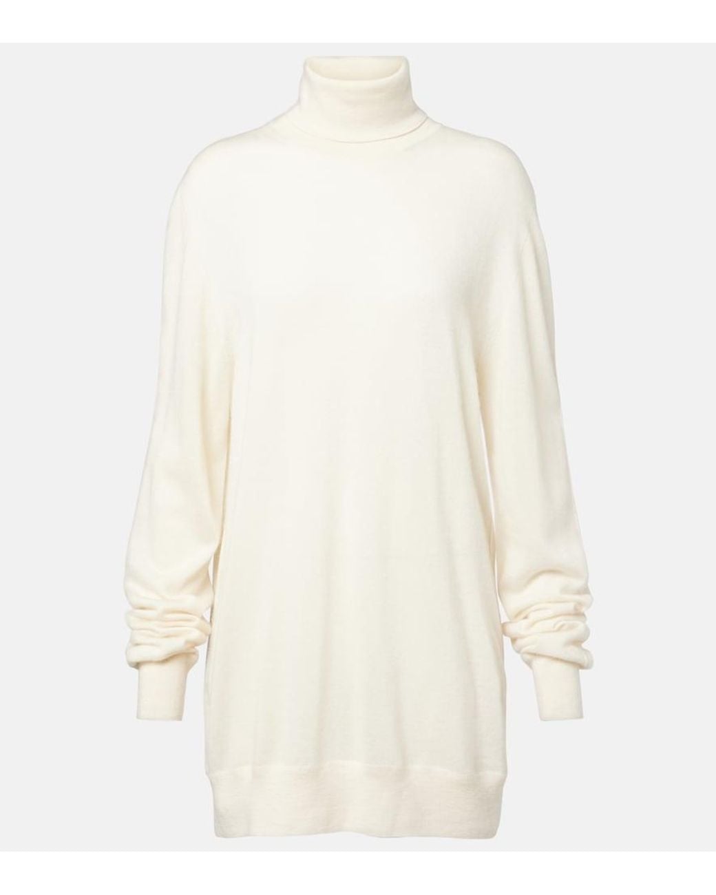 The Row White Lizzy Cashmere Turtleneck Sweater