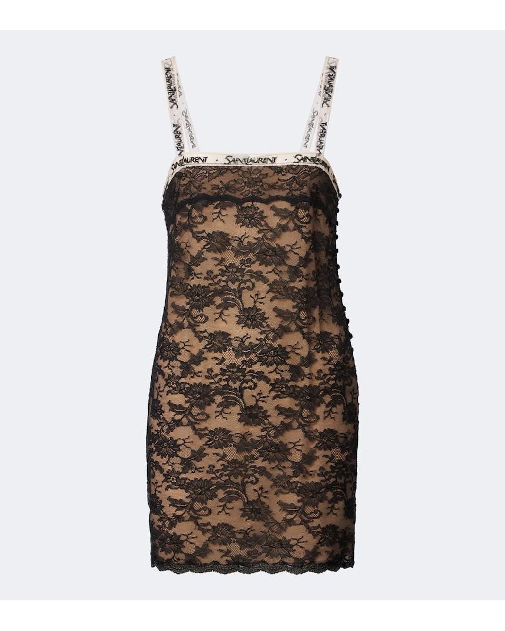 Saint Laurent Brown Lace Minidress