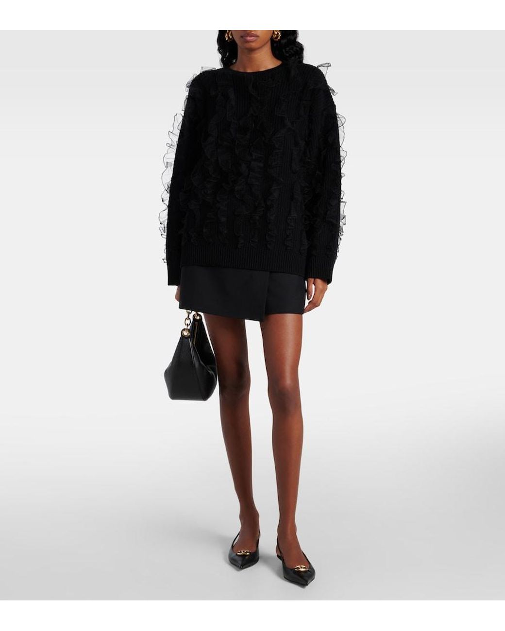 Valentino Black Embroidered Wool Sweater