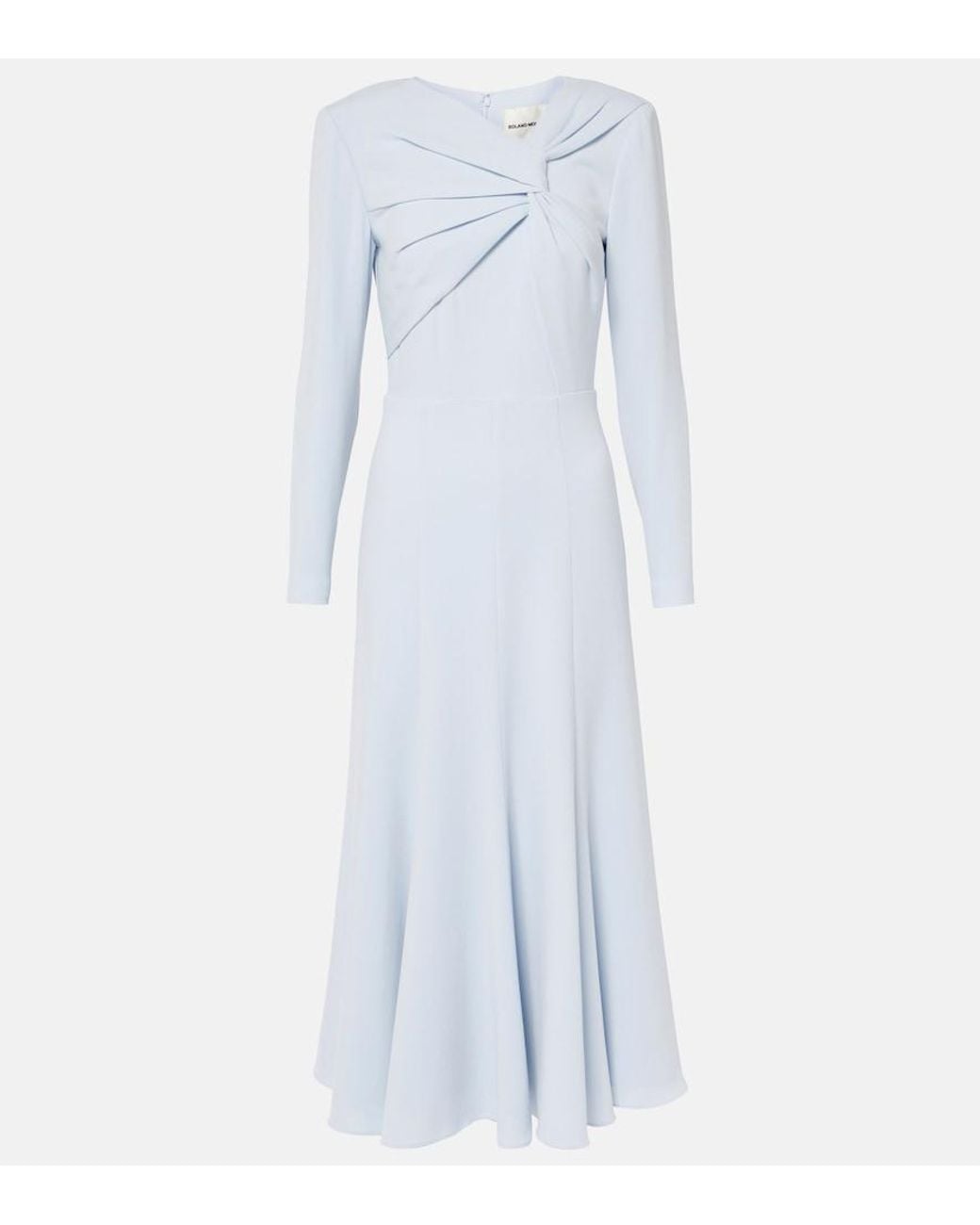 Roland Mouret Gathered Cady Midi Dress in Blue | Lyst