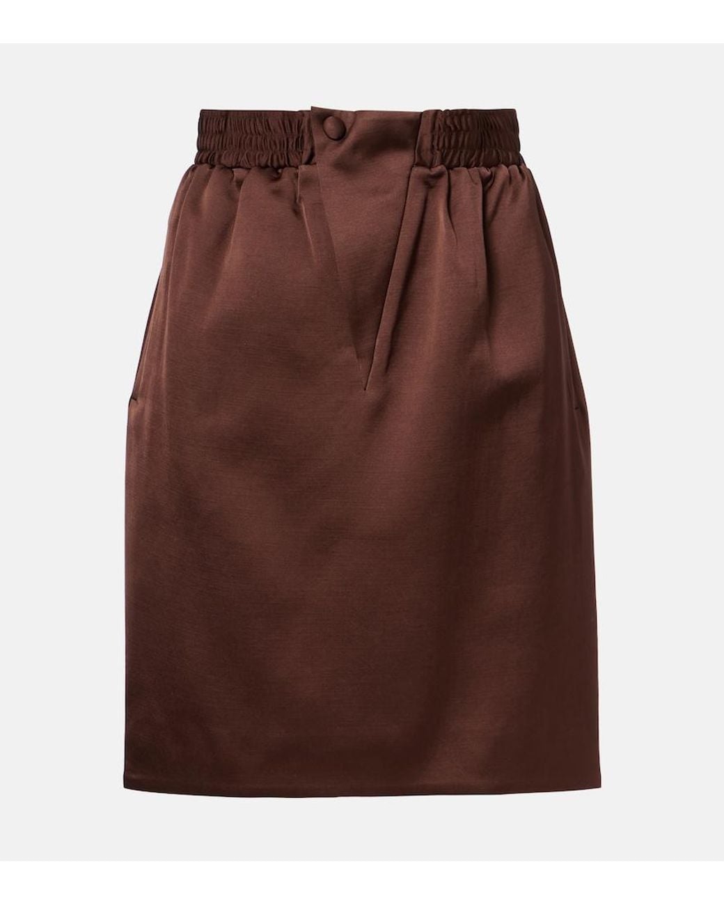 JACQUES WEI Brown Satin Pencil Skirt