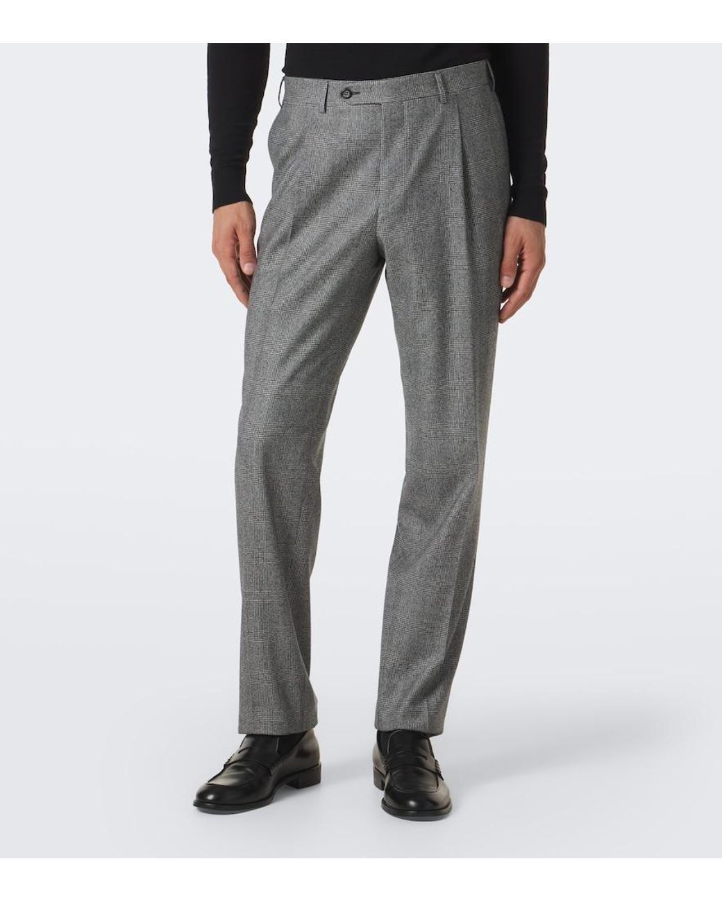 Canali Gray Checked Double-Breasted Wool Suit for men