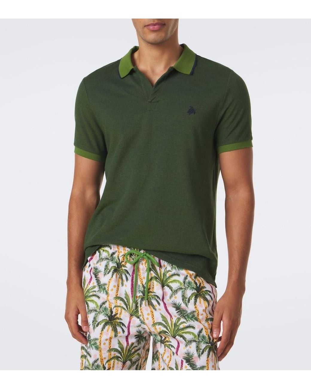 Vilebrequin Green Palatin Cotton Pique Polo Shirt for men