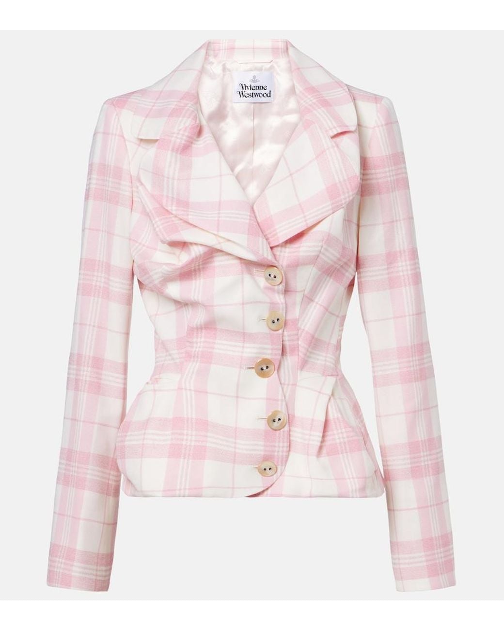 Vivienne Westwood Pink Checked Wool-Blend Blazer