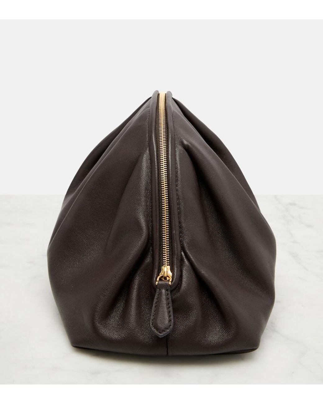 The Row Black Charlotte Leather Clutch