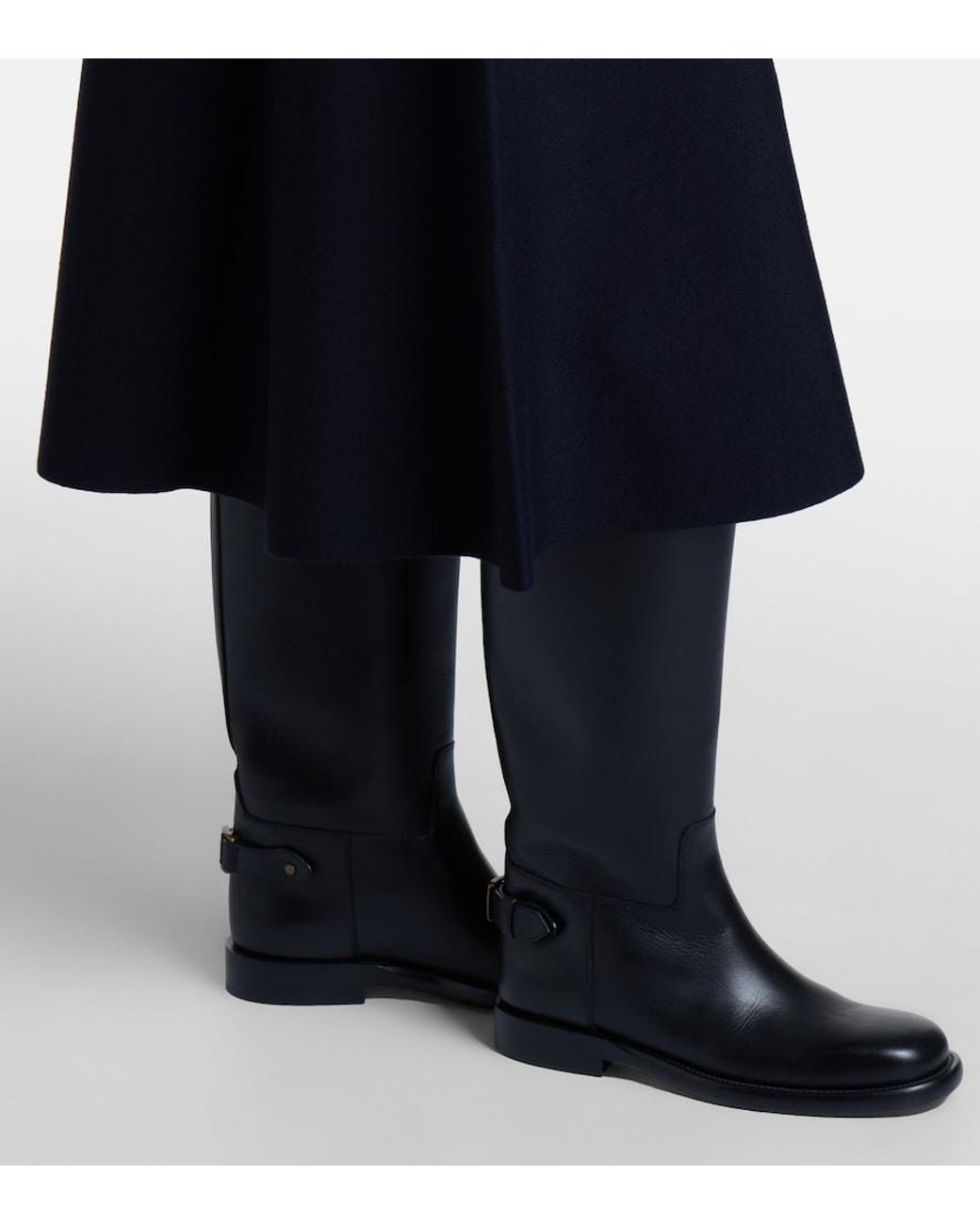 Moncler Black Wool-Blend Midi Skirt