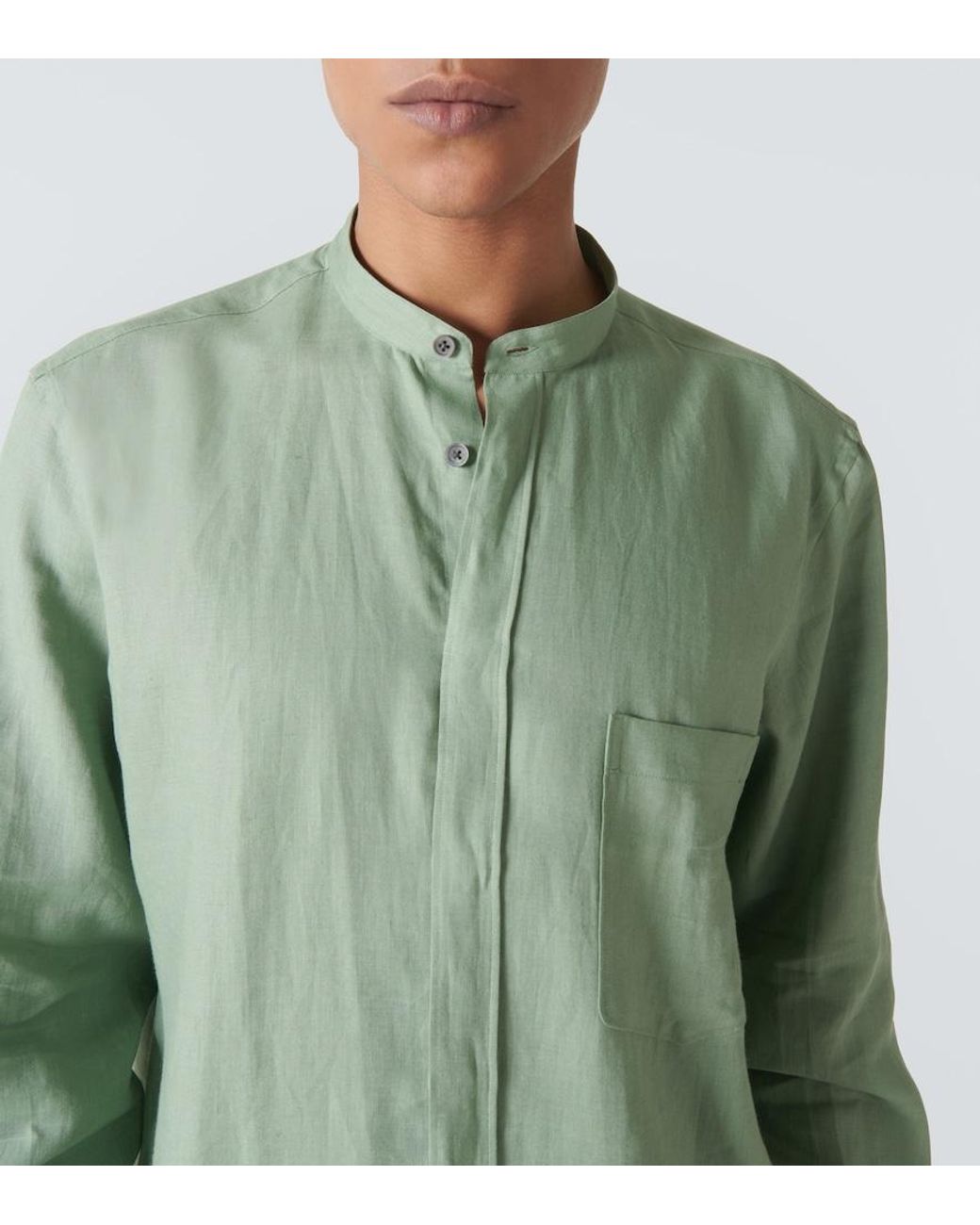 Zegna Green Linen Shirt for men