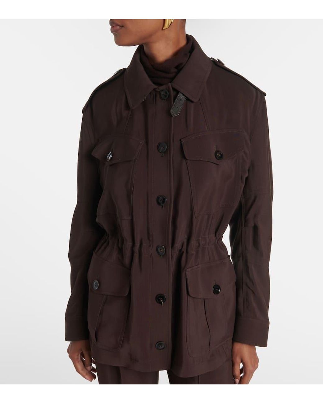Tom Ford Brown Leather-Trimmed Field Jacket