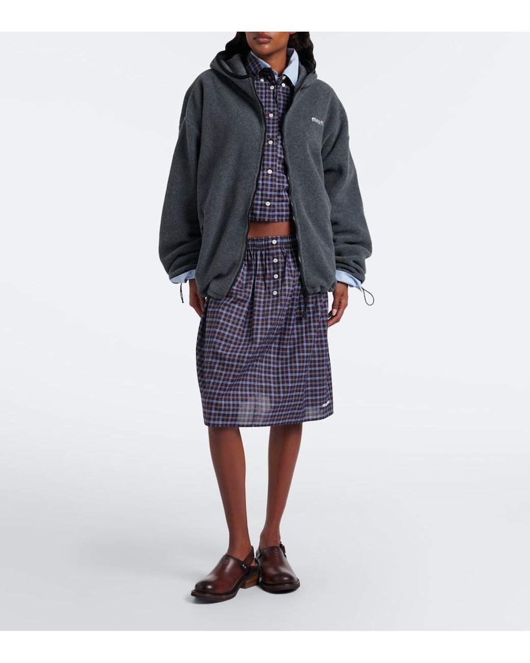 Miu Miu Black Hooded Oversized Fleece Jacket