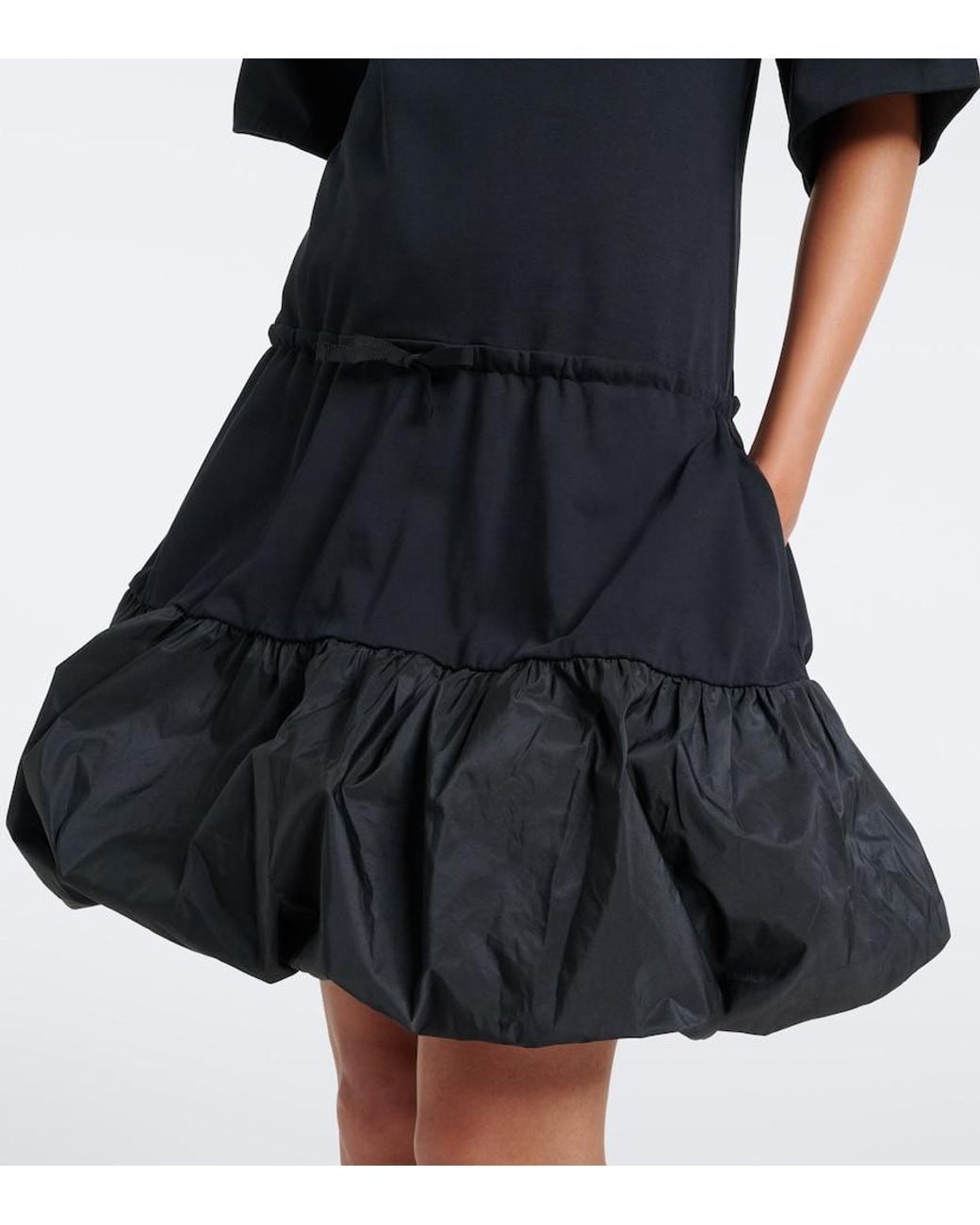 Patou Black Faille-Trimmed Cotton Minidress