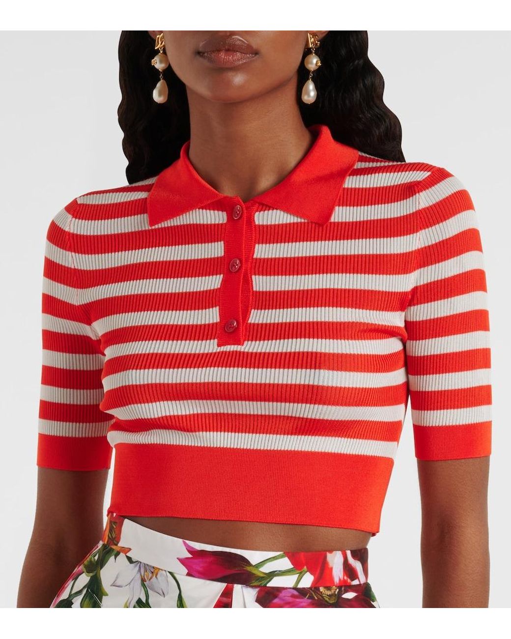 Dolce & Gabbana Orange Striped Polo Shirt