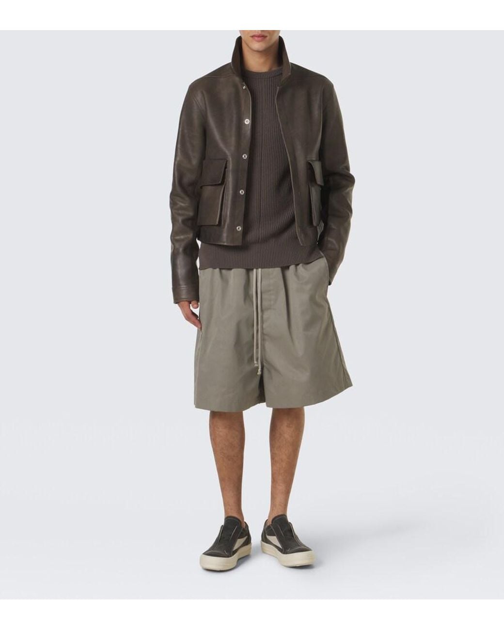 Rick Owens Gray Faun Faille Bermuda Shorts for men