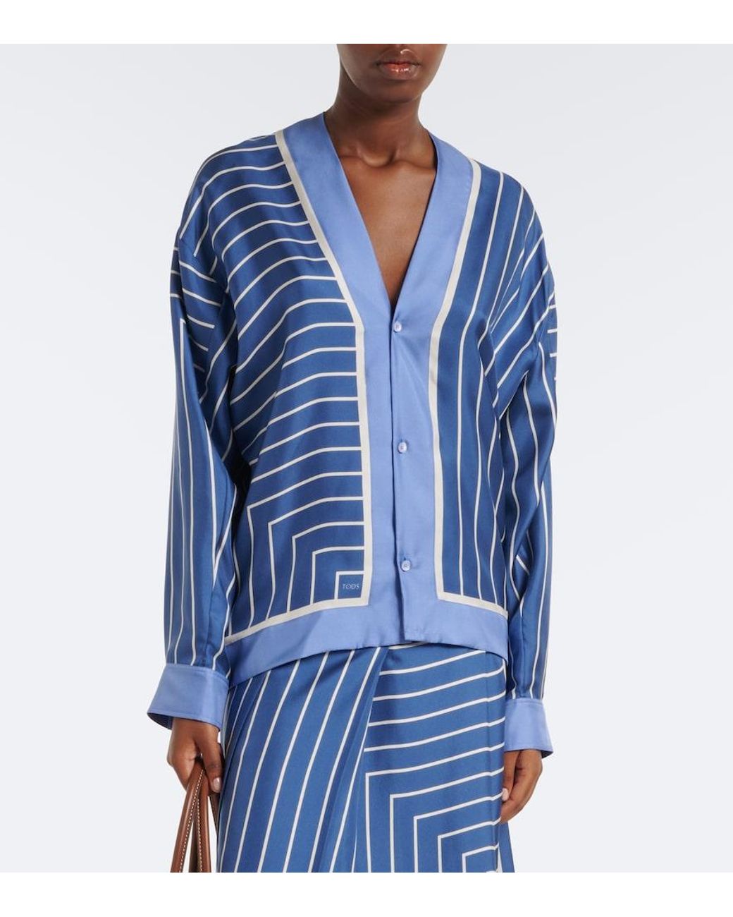 Tod's Blue Striped Silk Shirt