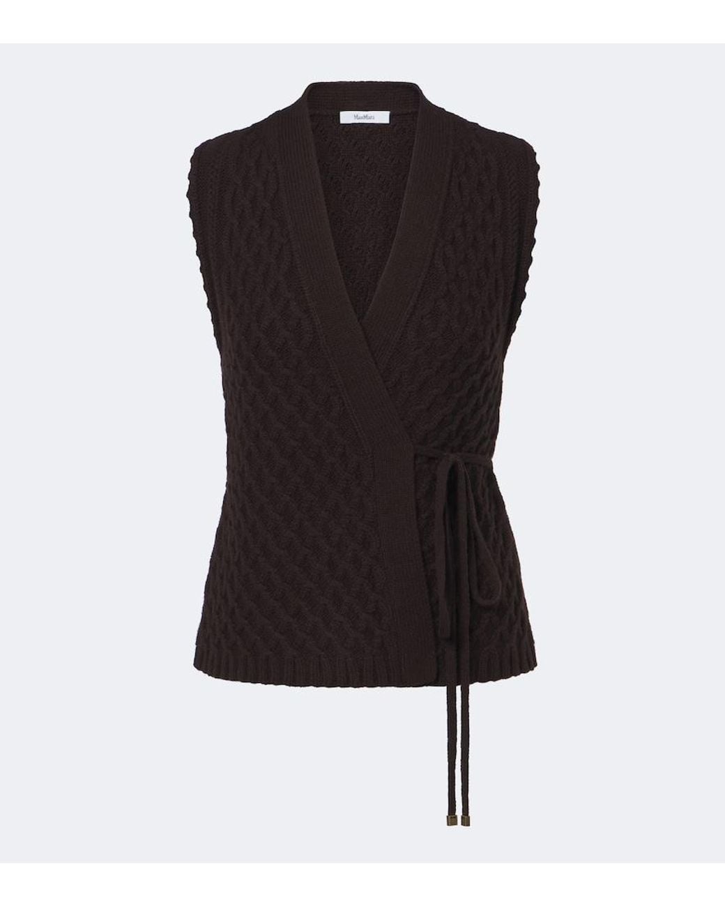 Max Mara Black Wool And Cashmere Wrap Cardigan