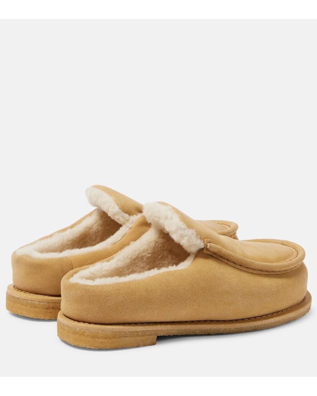 J.W. Anderson Natural Shearling-Lined Suede Mules
