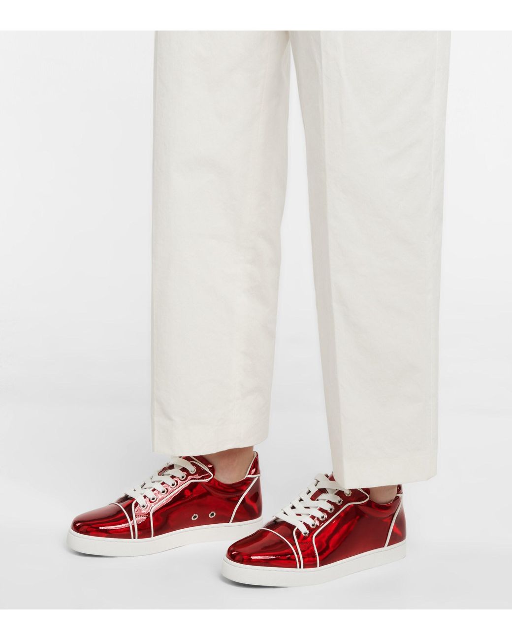 Christian Louboutin Viera Orlato Patent Leather Sneakers in Red | Lyst
