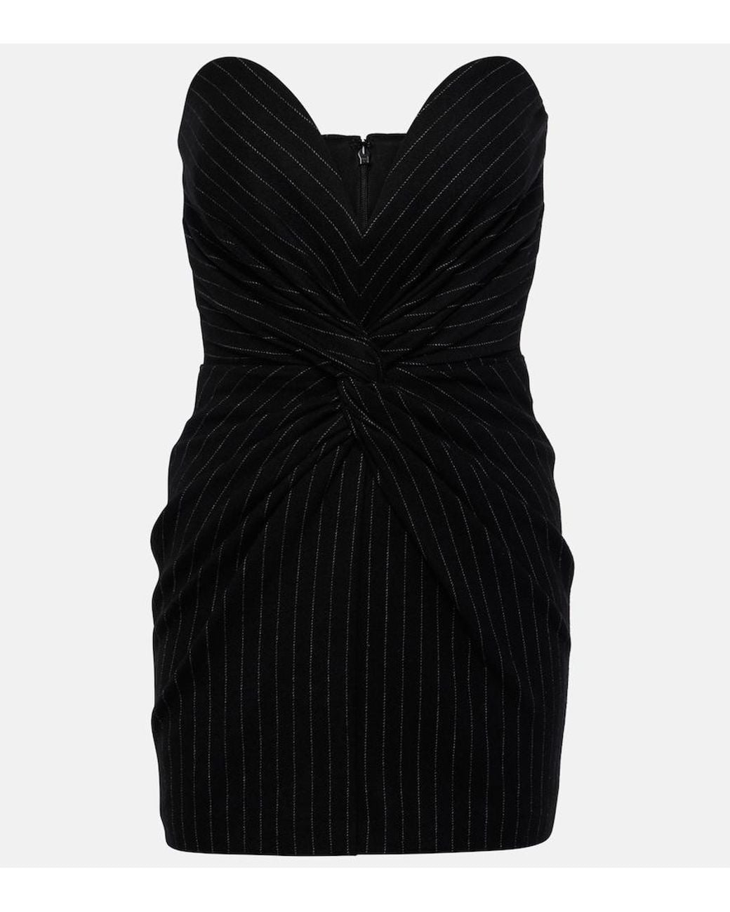 Alex Perry Black Pinstripe Strapless Minidress