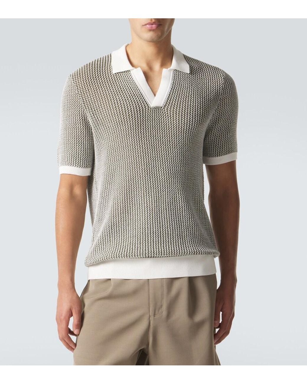 Orlebar Brown Gray Horton Crochet Cotton Polo Sweater for men