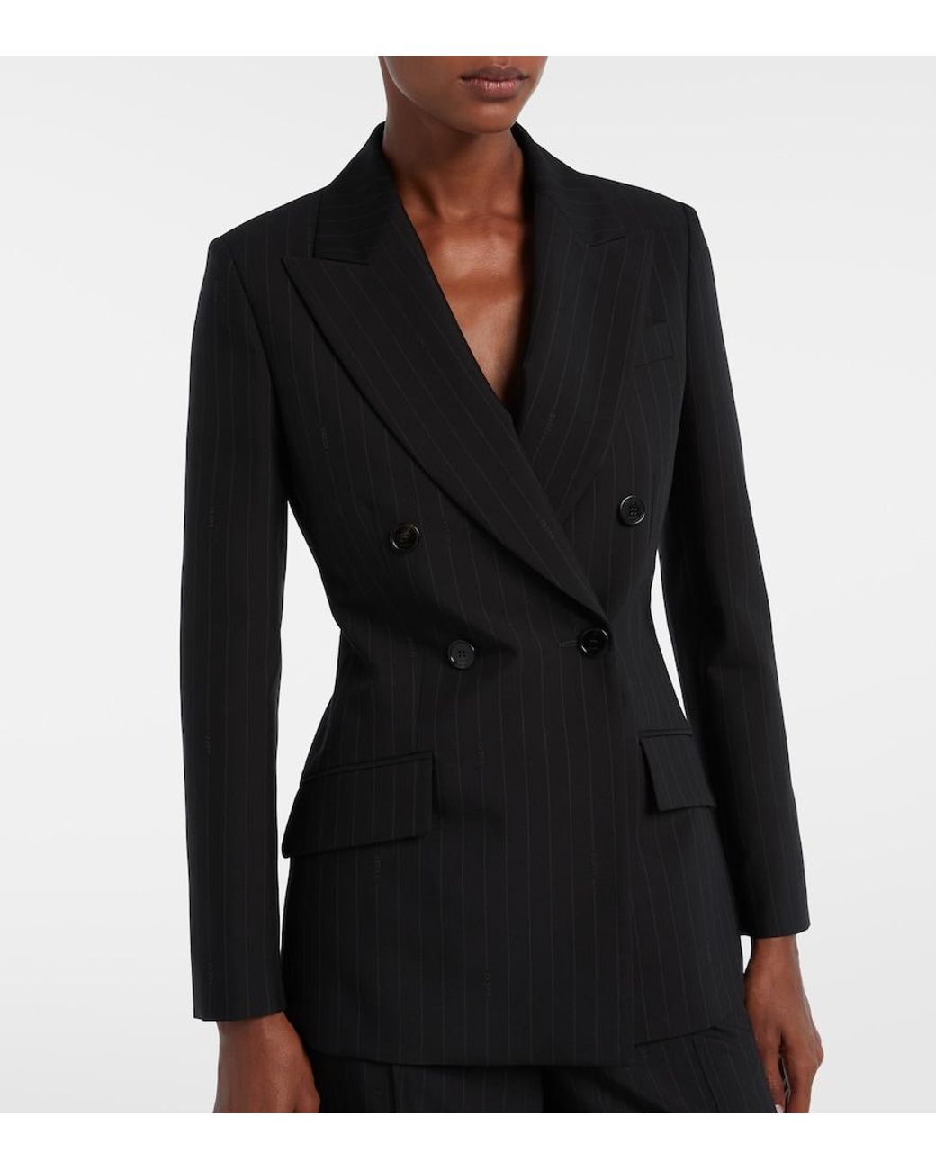 Gucci Black Pinstripe Wool Blazer