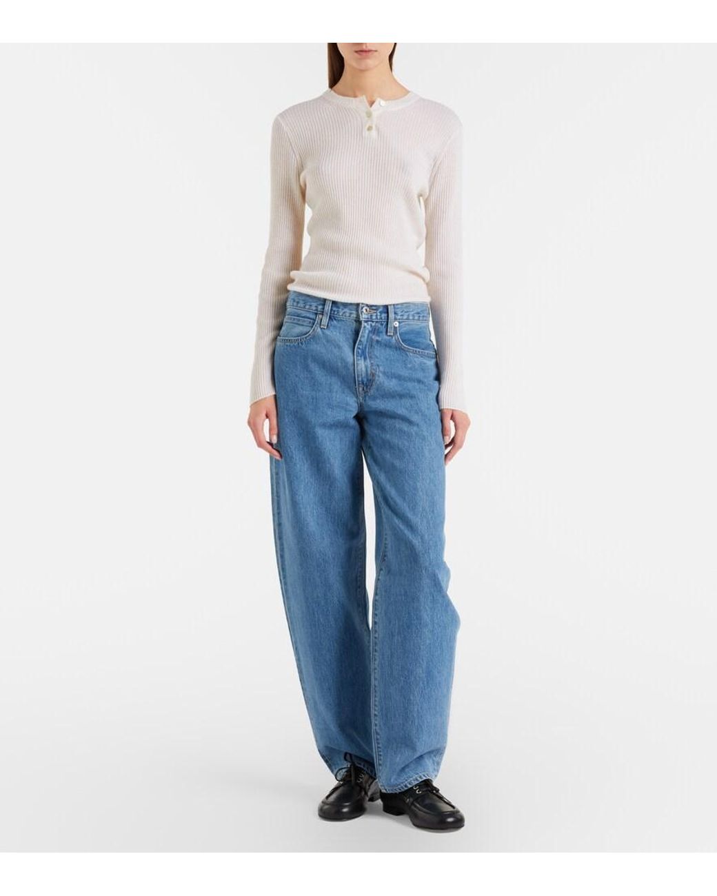 SLVRLAKE Denim Blue Ella Barrel-Leg Jeans