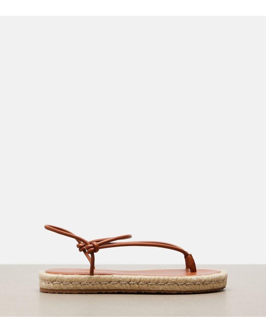 Gianvito Rossi Brown Leather Espadrille Sandals