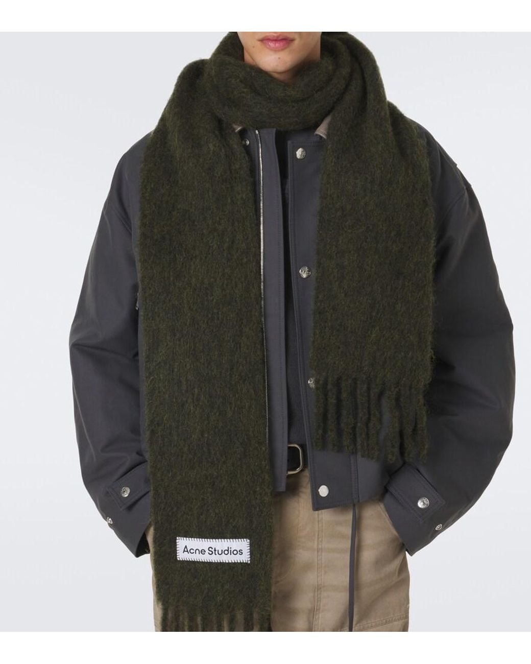 Acne Green Alpaca, Wool, And Mohair-Blend Scarf for men