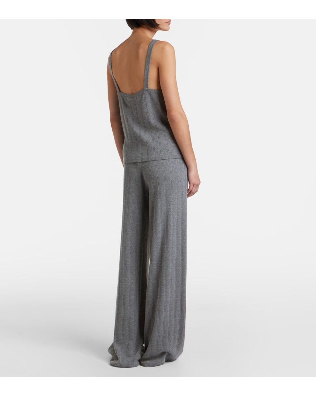 Lisa Yang Gray Shannen Cotton And Cashmere Wide-Leg Pants