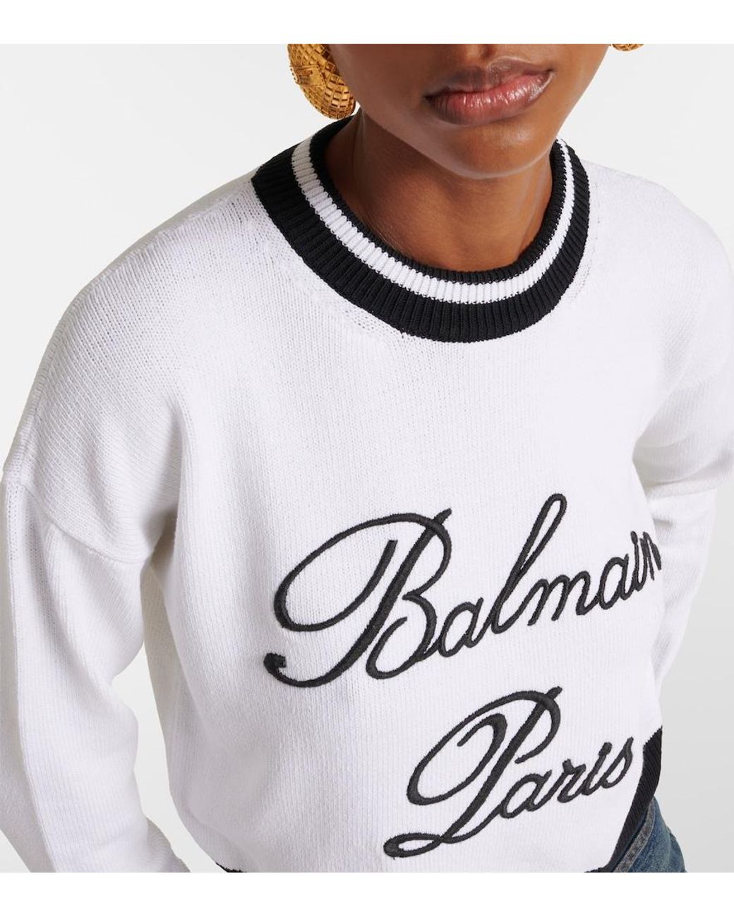 Balmain White Sweater With Logo