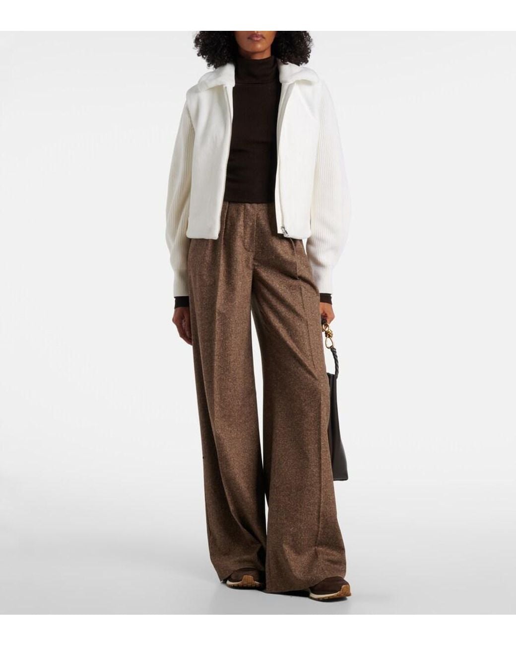 Veronica Beard Brown Valentina Suede-Trimmed Leather Sneakers
