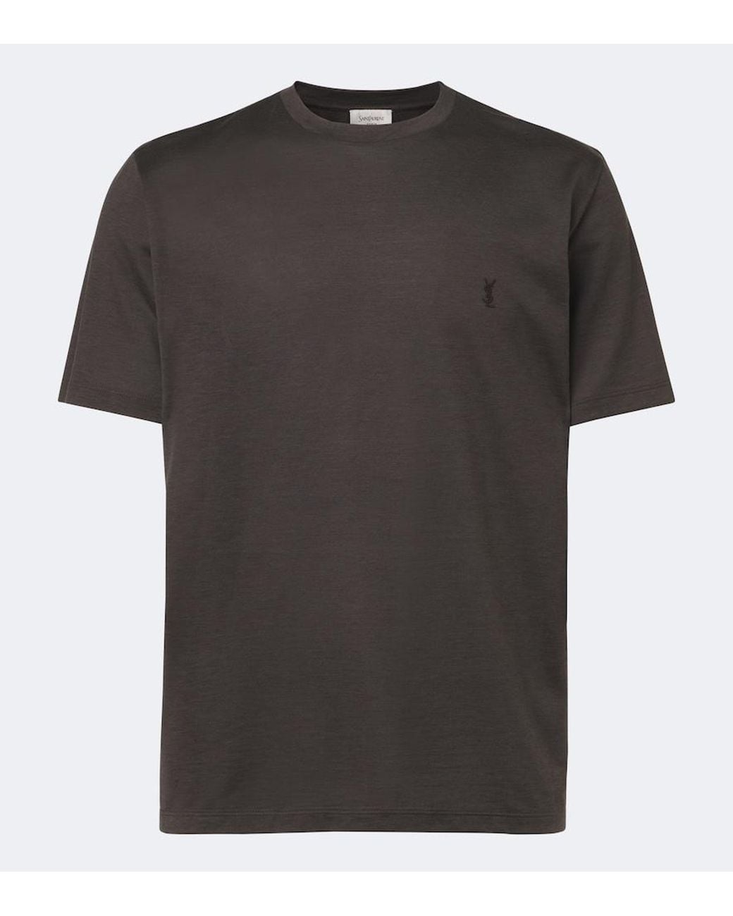 Saint Laurent Black Cassandre Silk And Cotton T-Shirt for men