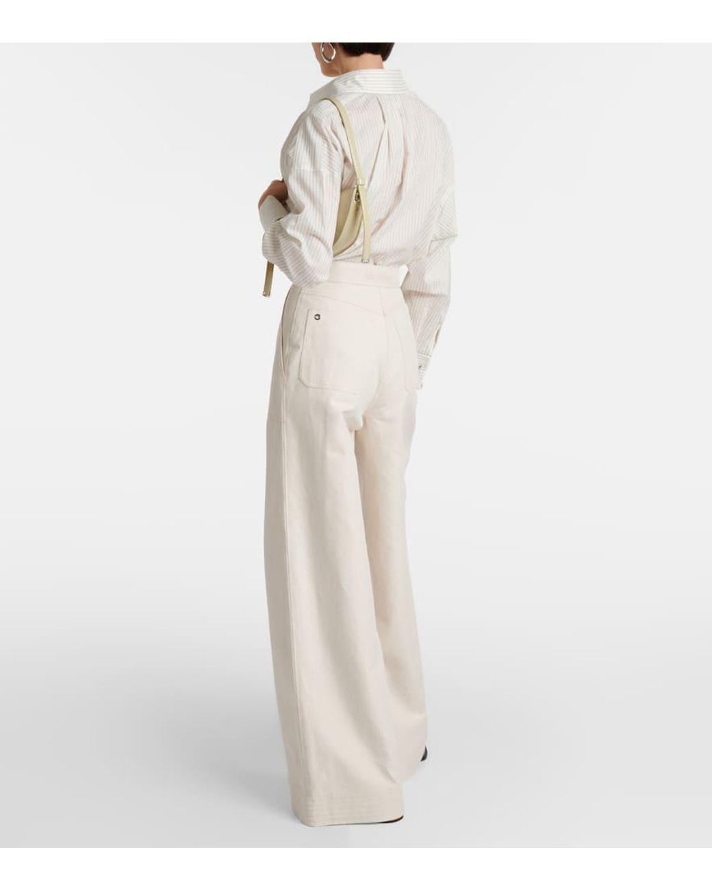 Max Mara Natural Oboli Cotton And Linen Wide-Leg Pants