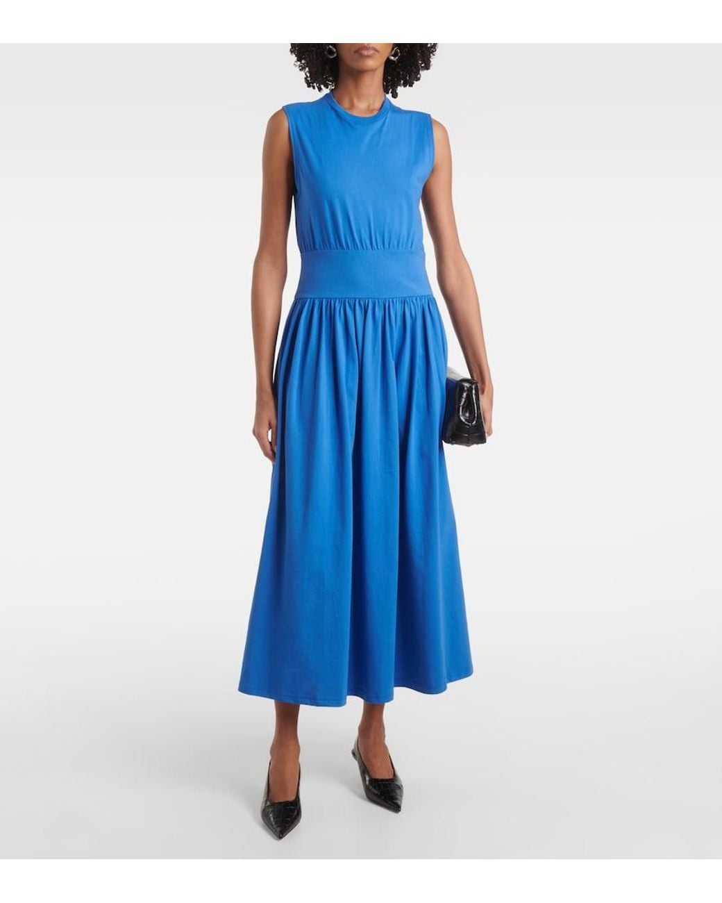Totême Blue Cotton Jersey Midi Dress