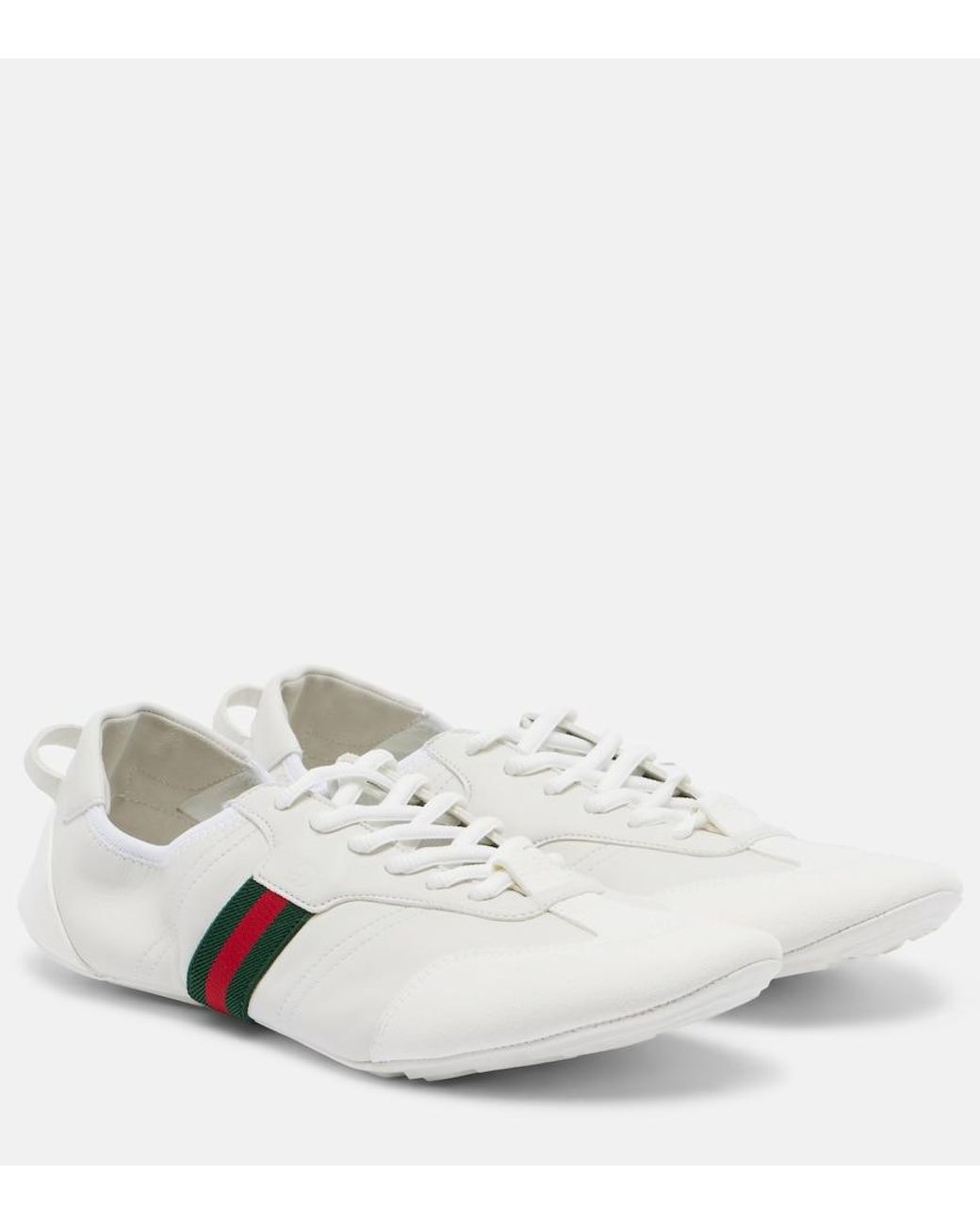 Gucci White Flex Suede And Leather Sneakers