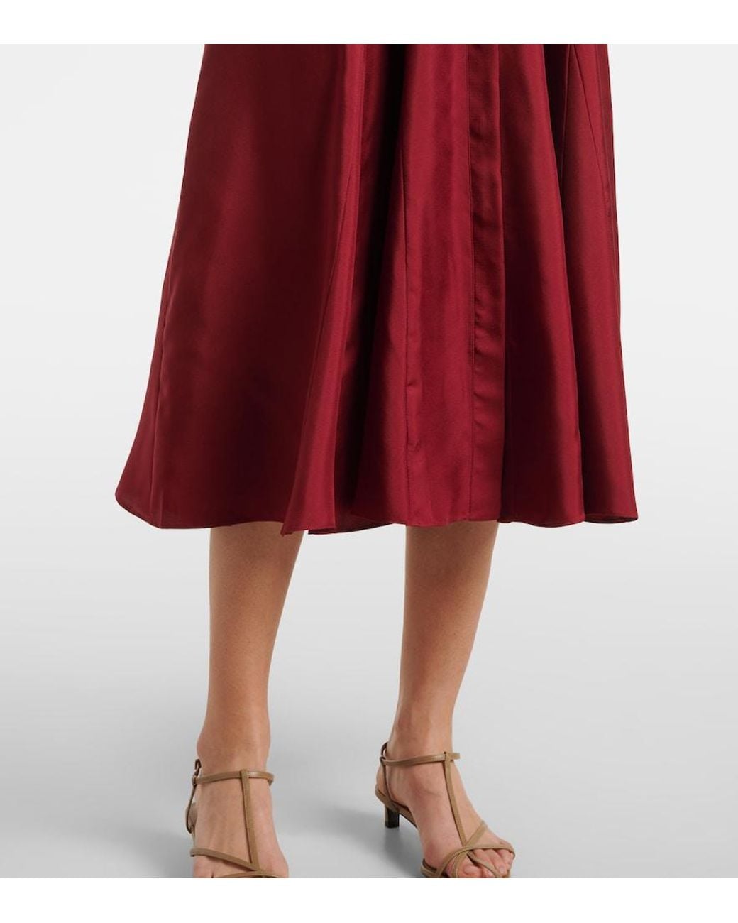 Emilia Wickstead Red Riko Belted Silk Twill Shirt Dress