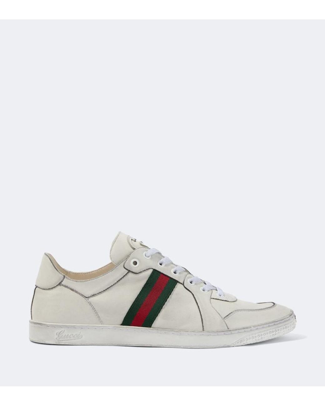 Gucci Metallic Stretch Web Stripe Leather Sneakers for men
