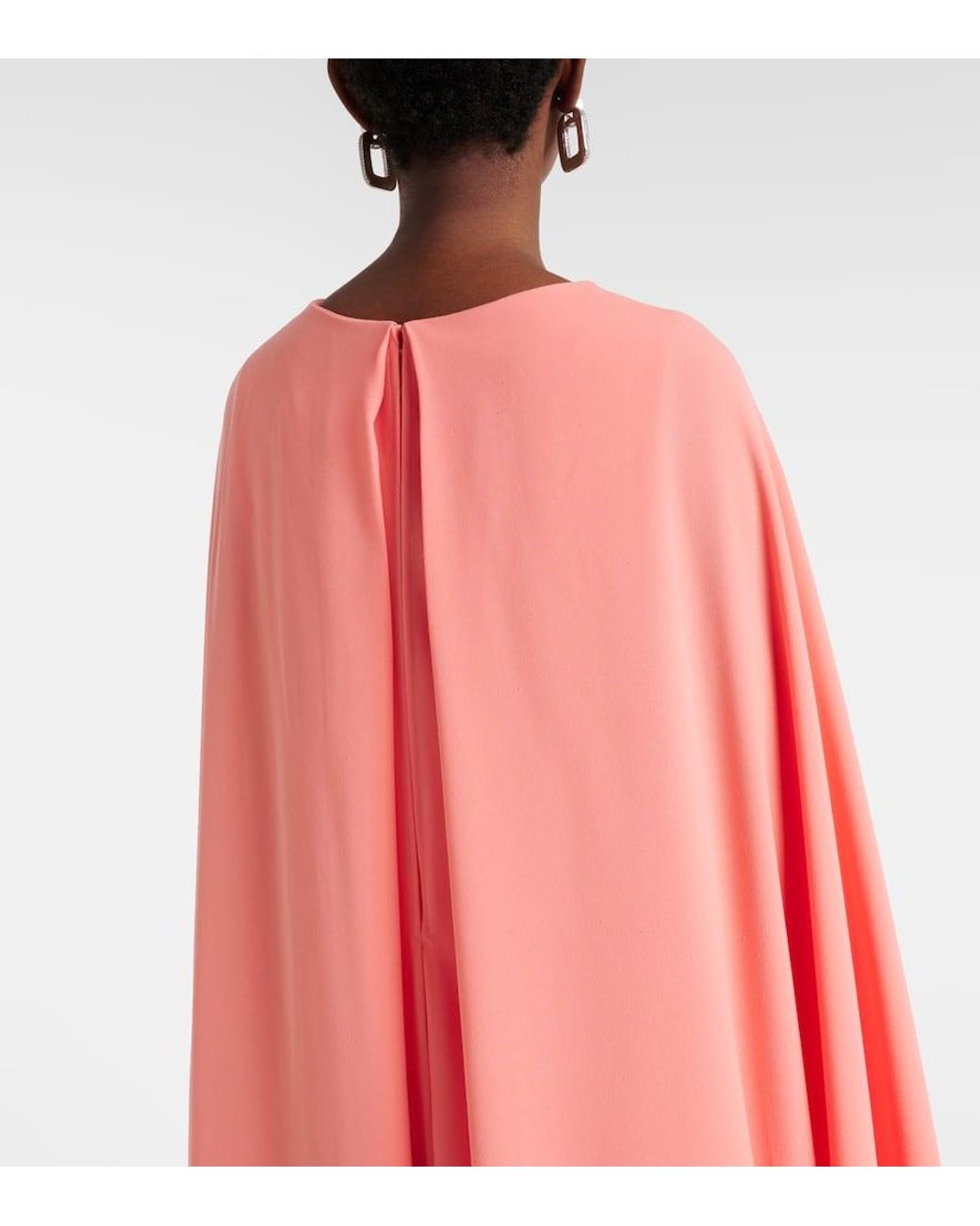 Vestido De Fiesta De Crepe Con Capa Carolina Herrera de color Pink