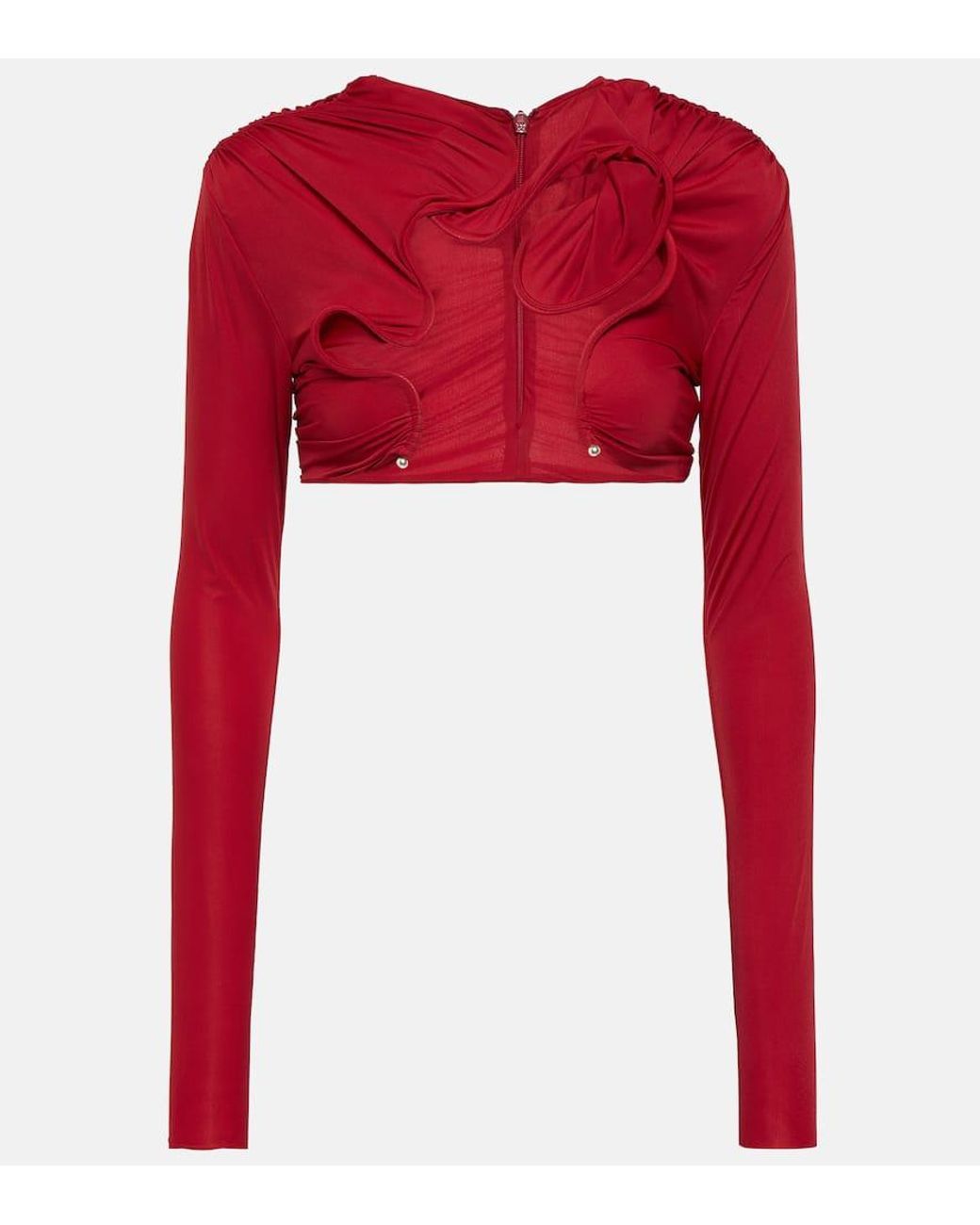 Christopher Esber Venus Twisted Mesh Crop Top in Red | Lyst